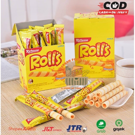 

Sajiandapur ( Berkah ) Nabati Rolls Box 20 Pcs X 8 Gr RollS Cheese Chocolate Richeese Coklat Keju