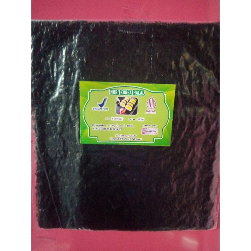 

Sajiandapur Nori Sushi Isi 5 Lembar Halal Java Sakao Seaweed Rumput Laut Kulit Sushi Bungkus Kimbab