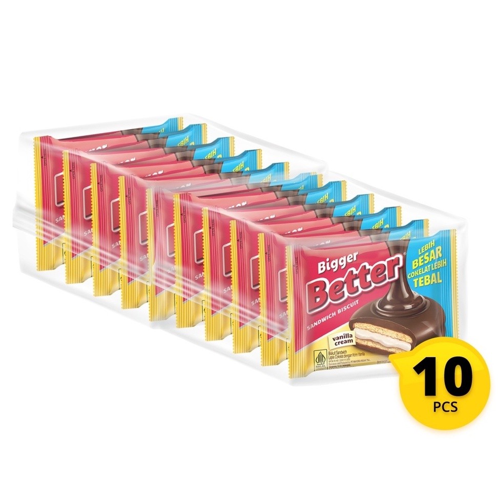 

Sajiandapur Better Bites Biscuit Renceng Isi 10Pcs X 27Gr Rasa Chocolate Vanila Cream Sandwich