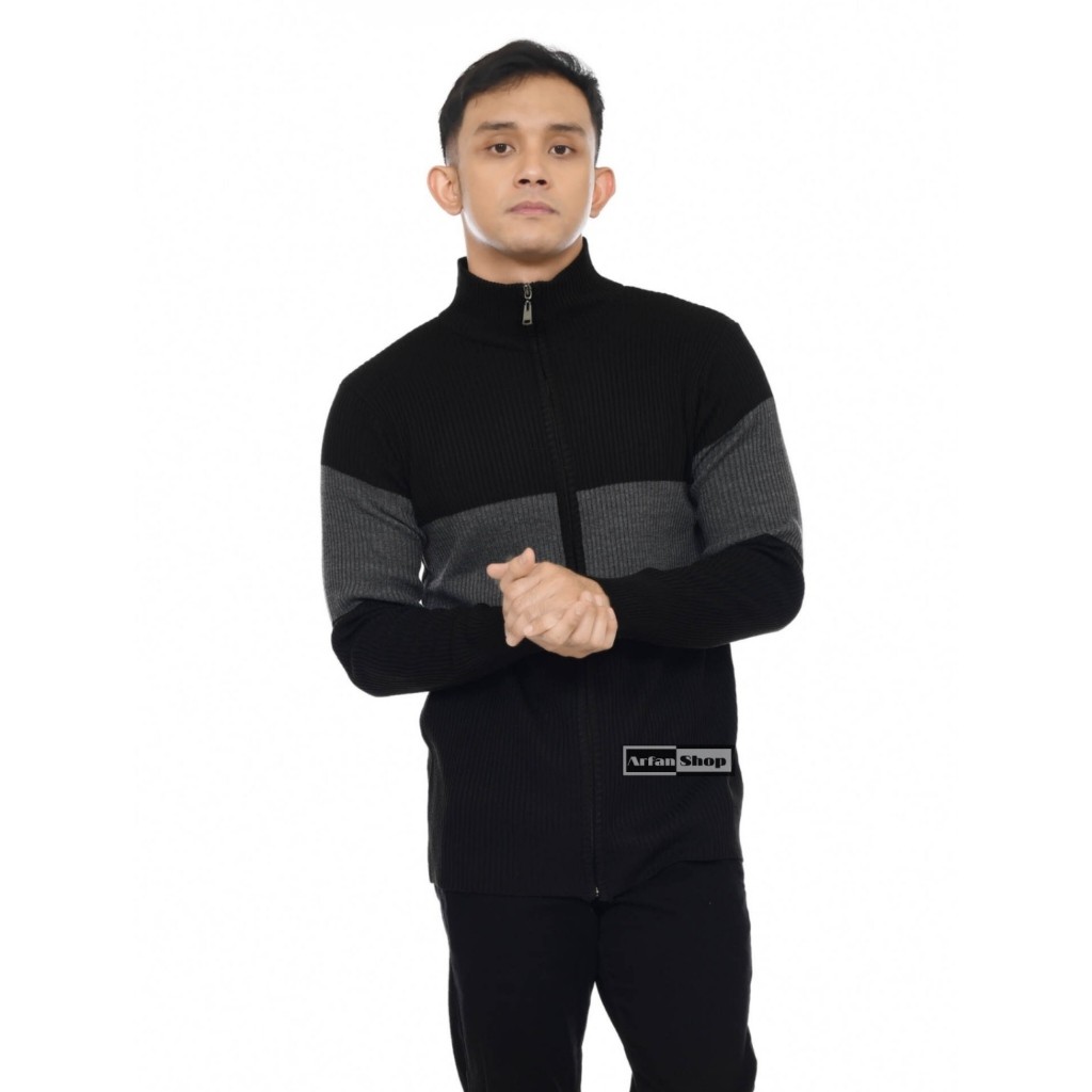 Sweater Zipper / Jaket Rajut Turtleneck Pria Wanita