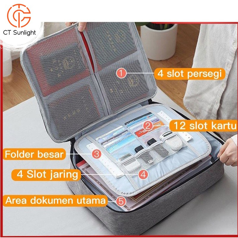 

TAS Dokumen 5 LayerTas Tempat dokumen penting Tas Multifungsi Kotak Dokumen Portabel