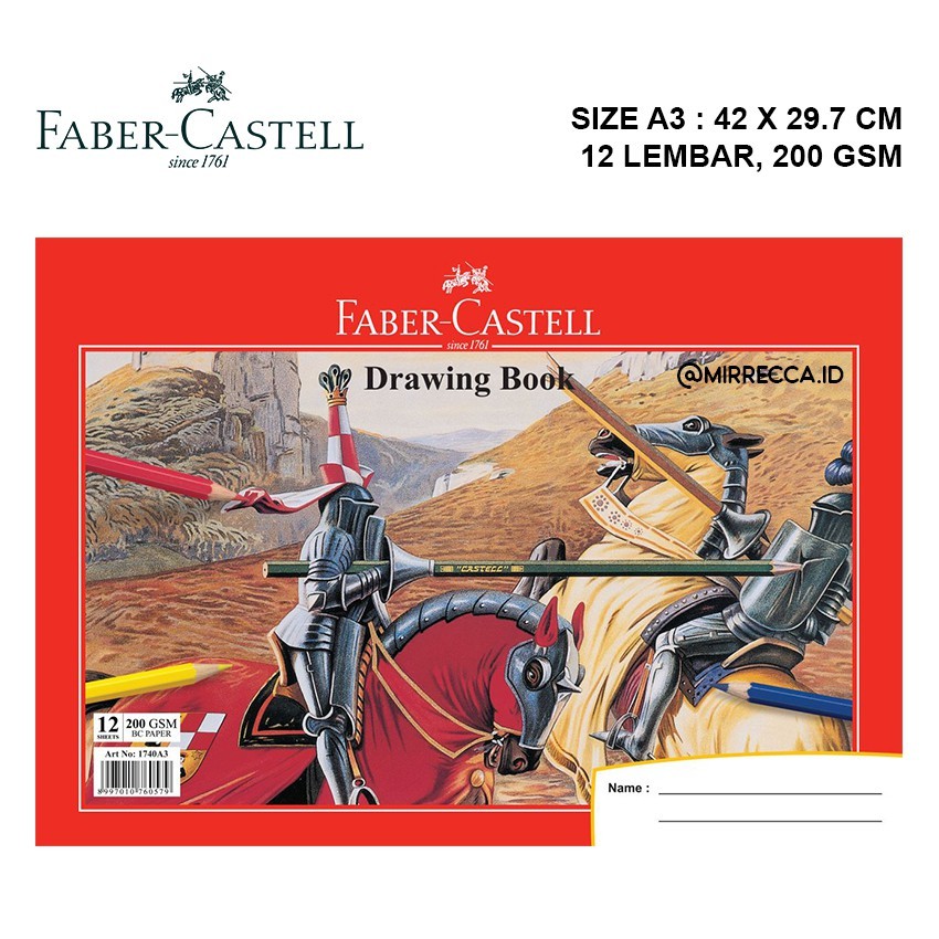 

BUKU GAMBAR A3 12 LEMBAR FABER CASTELL DRAWING BOOK KERTAS LUKIS TEBAL 200 GSM