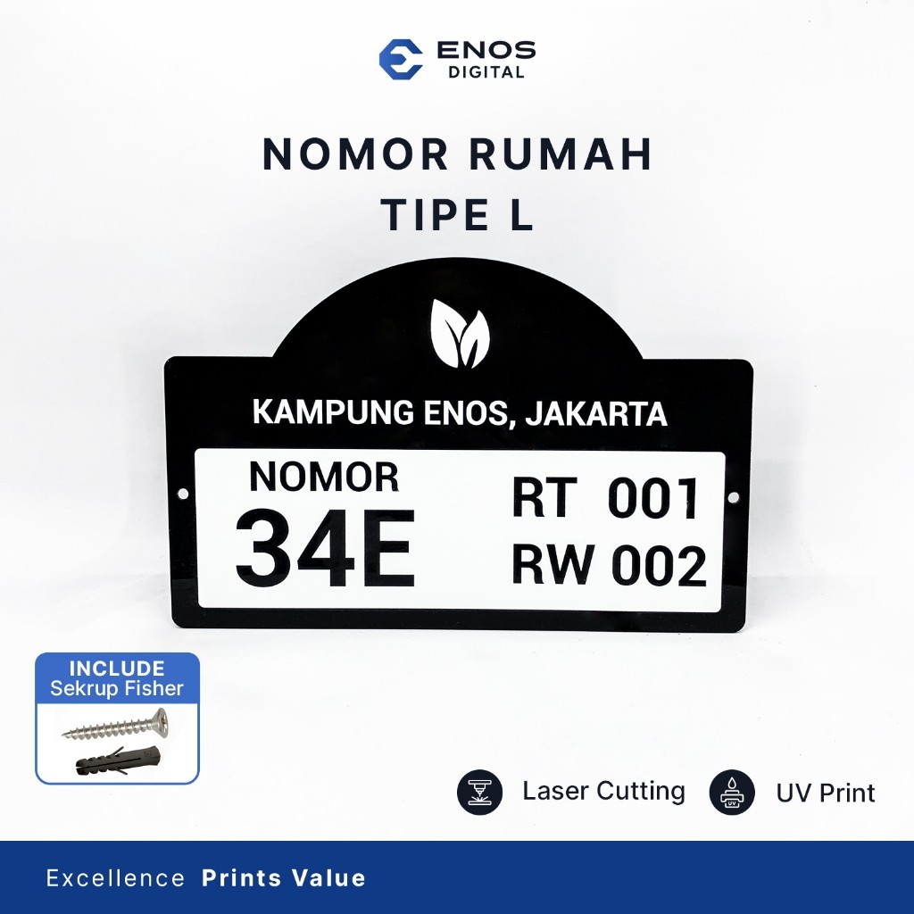 

UM1 NOMOR RUMAH TYPE L UKURAN 28 x 18CM / BAHAN AKRILIK ACRYLIC LASER CUTTING PRINT UV ANTI AIR