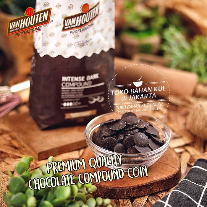 

Van Houten Intense Dark Chocolate Compound 500gr BUTTON Cokelat KEPING