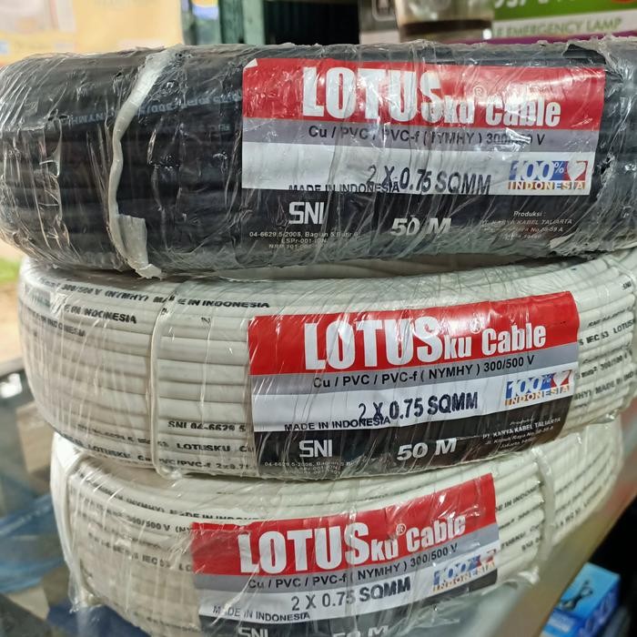 KABEL NYMHY 2X0.75 MM SERABUT 50 METER GEPENG LOTUS KU SNI