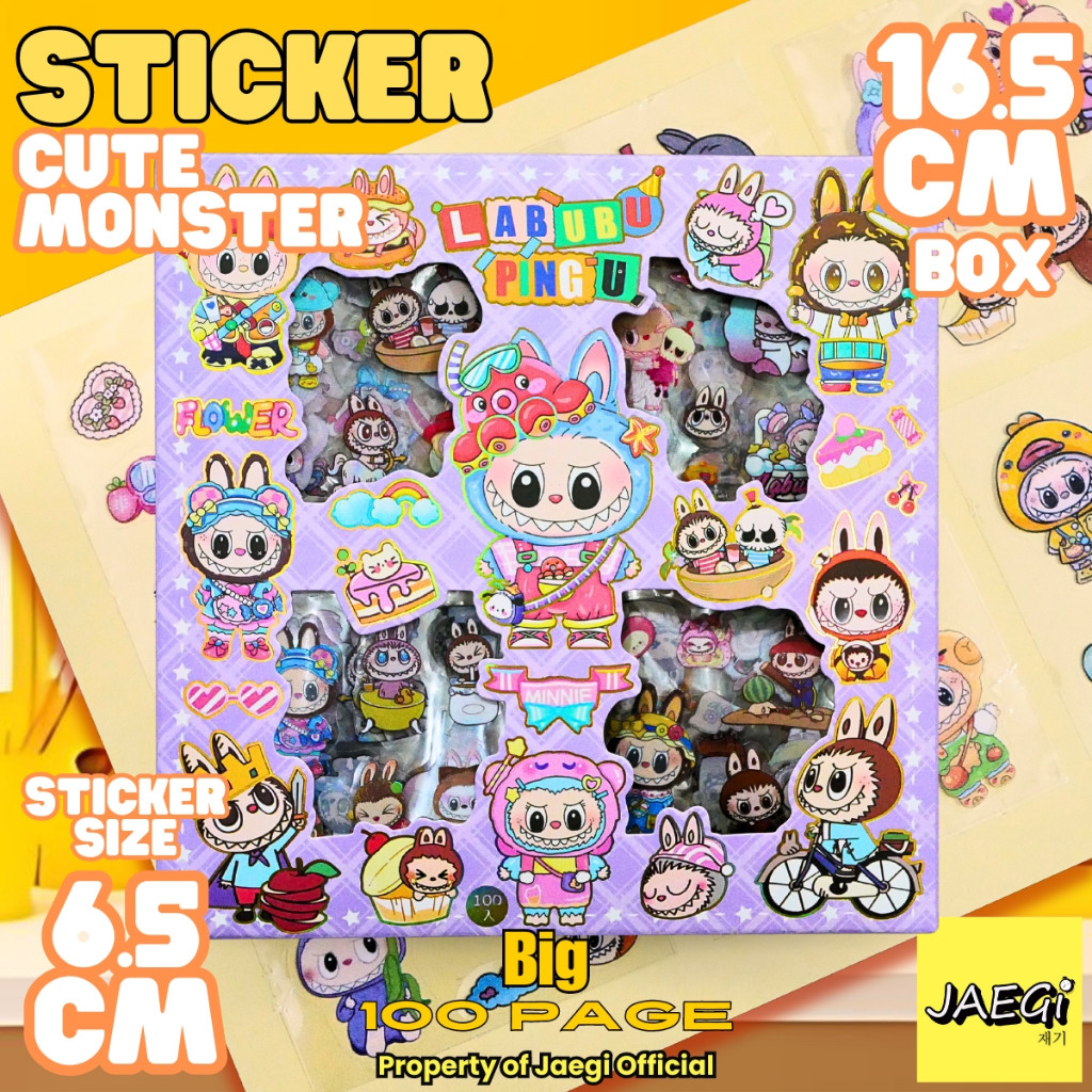 

UM1 JAEGi - Premium Cute Monster Doll Box isi 100 Pcs Aesthetic Wateroof Sticker