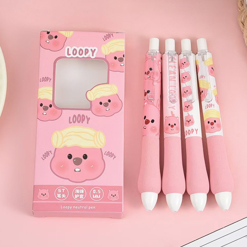 

UM1 SHINSDAY 4 PCS / 1 Box Pulpen Mekanik Loopy Gel 0.5MM Pena Bantalan Nyaman Alat Tulis Sekolah