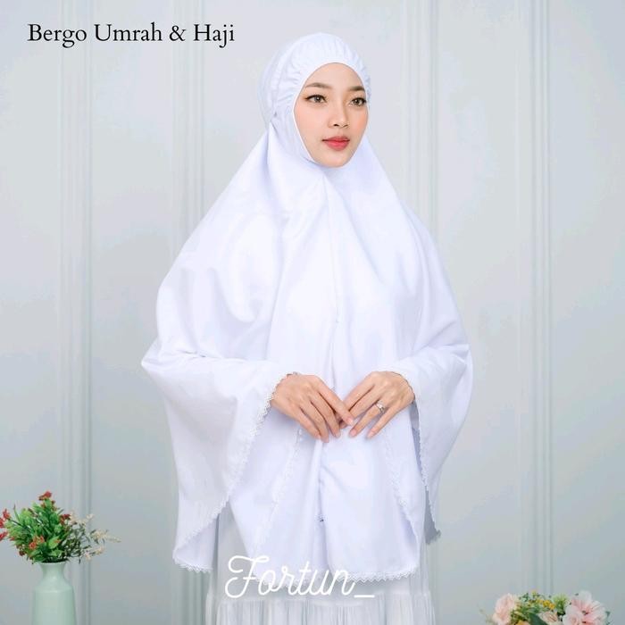 Lamia- Bergo umroh dan haji premium Renda kecil Jilbab Katun Muslim Instan Dewasa Kerudung