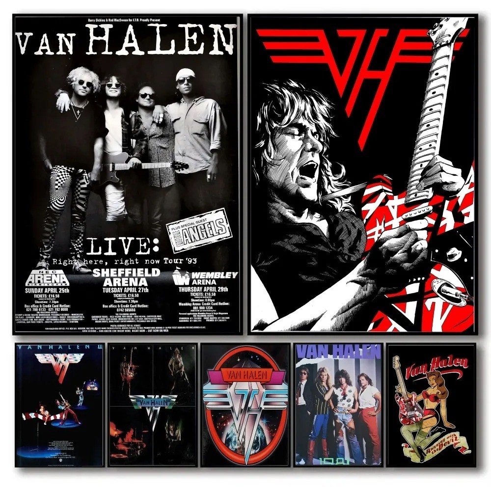 Van Halen Retro-Rock Band Poster No Framed Poster Club Bar Vintage Poster Wall Art Painting Bedroom