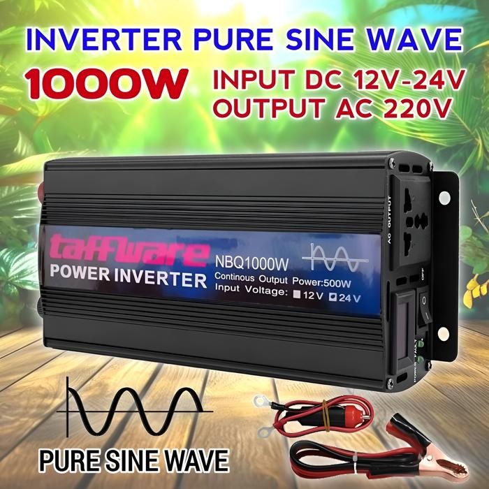 Power Inverter 1000 Watt Pure Sine Wave Dc 12V Ke Ac 220V Taffware Psw