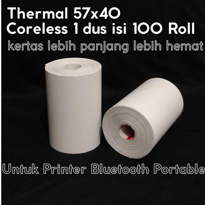 

KERTAS STRUK THERMAL 58X40 CORELESS (1 DUS ISI 100) TERMAL PAPER ROLL