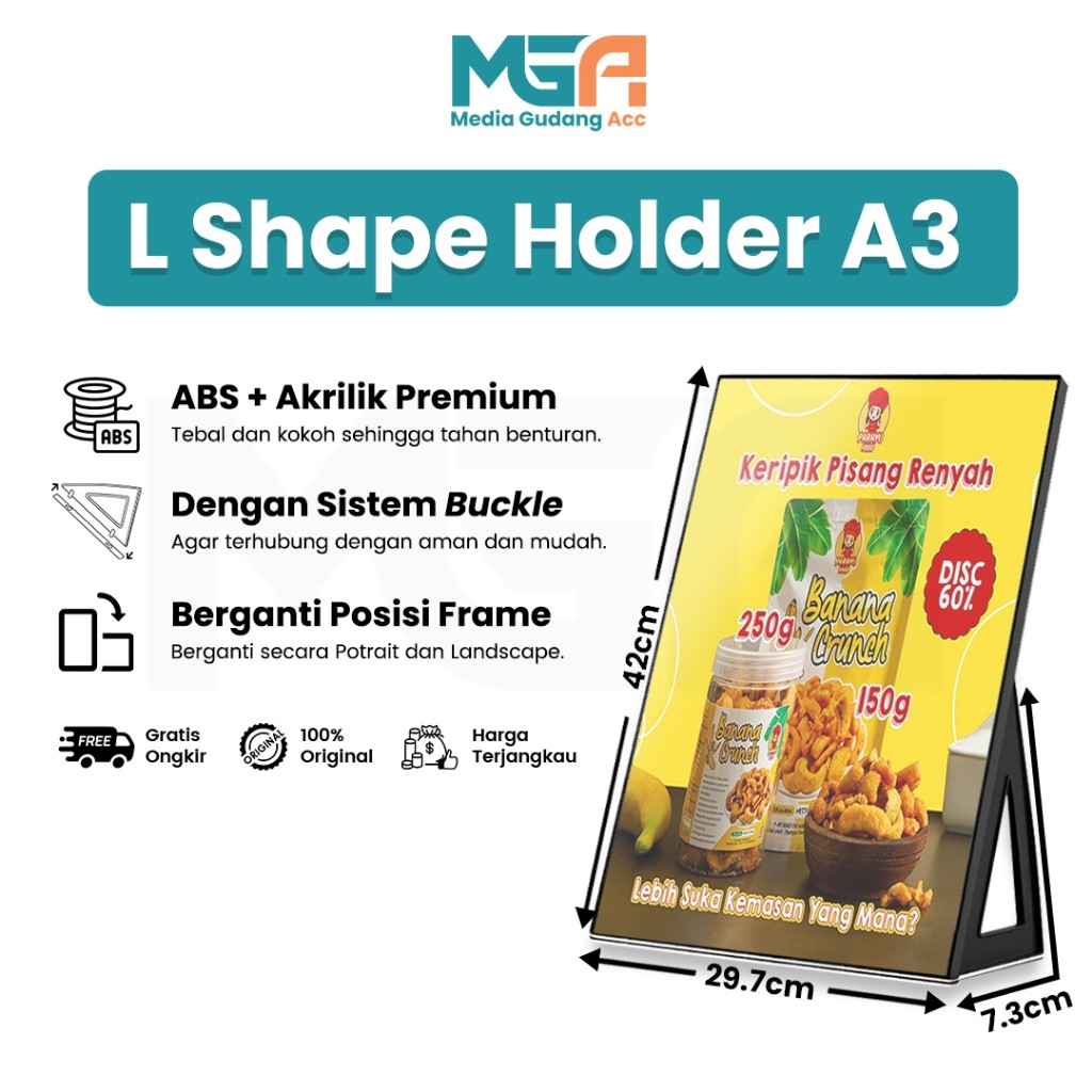 

UHOOTEMPAT BROSUR AKRILIK L A3 / TENT HOLDER ACRYLIC / TENT CARD DISPLAY