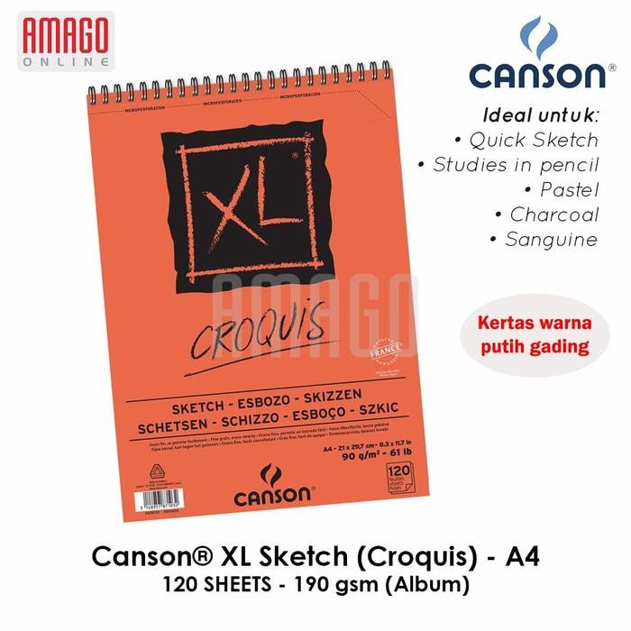 

BUKU CANSON XL SKETCH (CROQUIS) - 120 SHEETS - A4 - 90 GSM - 200787103