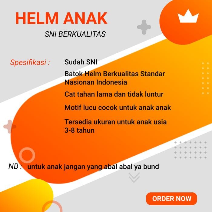 Helm Motor Anak Karakter SNI Umur 3 4 5 6 7 8 Tahun