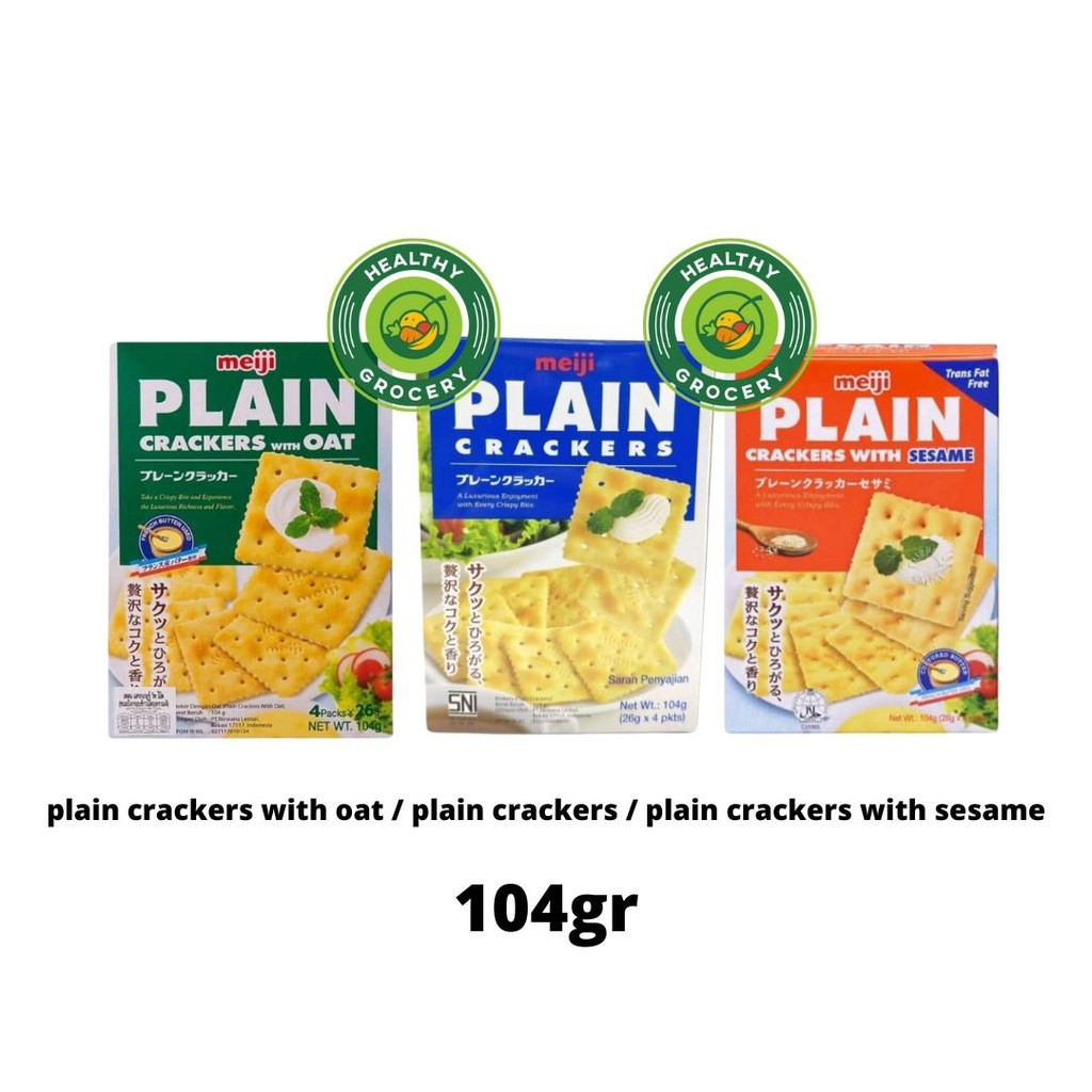

AYOOOLLARIZSS!! Meiji Plain Crackers / Plain Crackers With Oat / Plain Crackers With Sesame 104gr