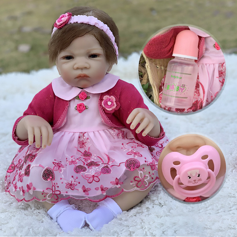 22 Inch Lifelike Painted Bebe Reborn Doll Handmade Lifelike Newborn Baby Doll For Birthday Gifts