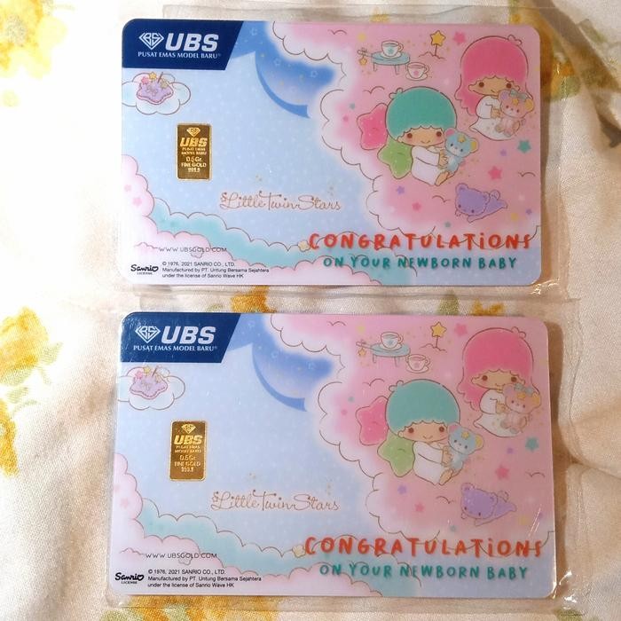 Promo LM UBS 0.5 GRAM LITTLE TWIN STAR CONGRATULATIONS NEWBORN BABY ORIGINAL