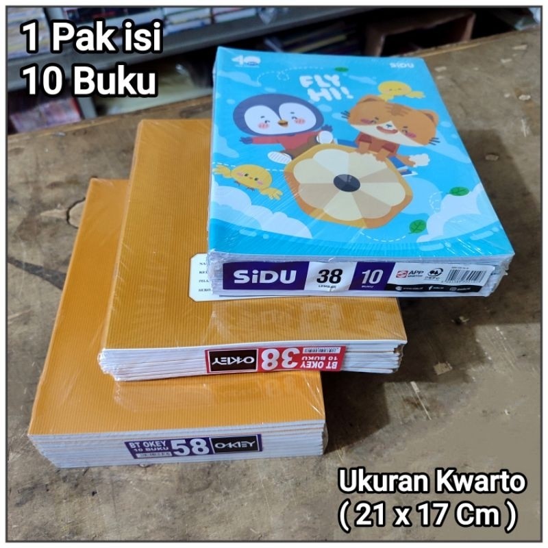 

UM1 1 Pak Buku Tulis 58,38 Lembar COVER COKLAT isi 10 Pcs & SIDU ( UKURAN KWARTO )