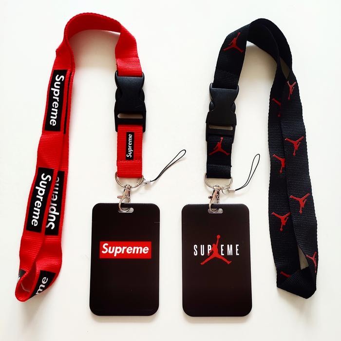 

Id Card Holder Name Tag Lanyard / Kalung Kartu Black Supreme
