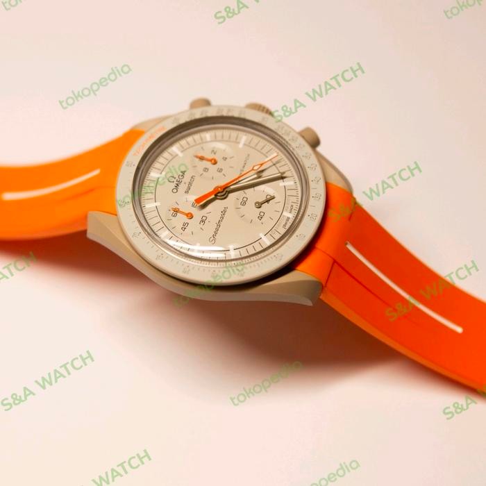 Gercep Strap Rubber Omega X Swatch Moonswtach Orange Mission To Jupiter