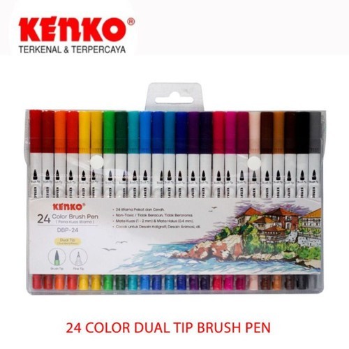 

UM1 KENKO 24 COLOR DUALTIP BRUSH PEN DBP-24 / BRUSH PEN KENKO 24 WARNA +