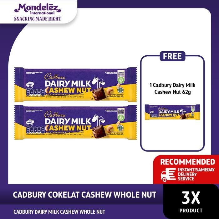 

EatFr3sh- [Buy 2 Get 1] Cadbury Cokelat Cashew Nut 62 gr - Free Gift