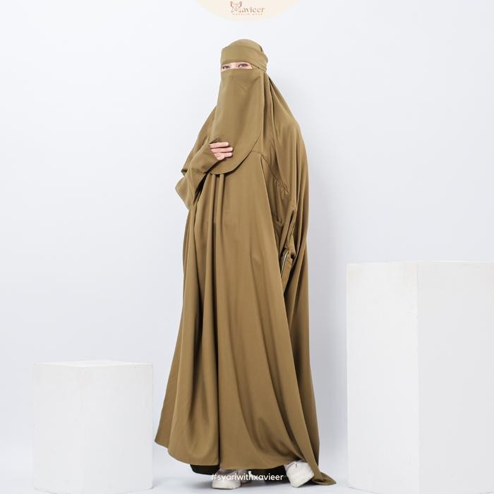 Hijmi- Xavieer - Haneen Overhead Khimar Panjang Instan Cadar Poni Haji Umrah Adem