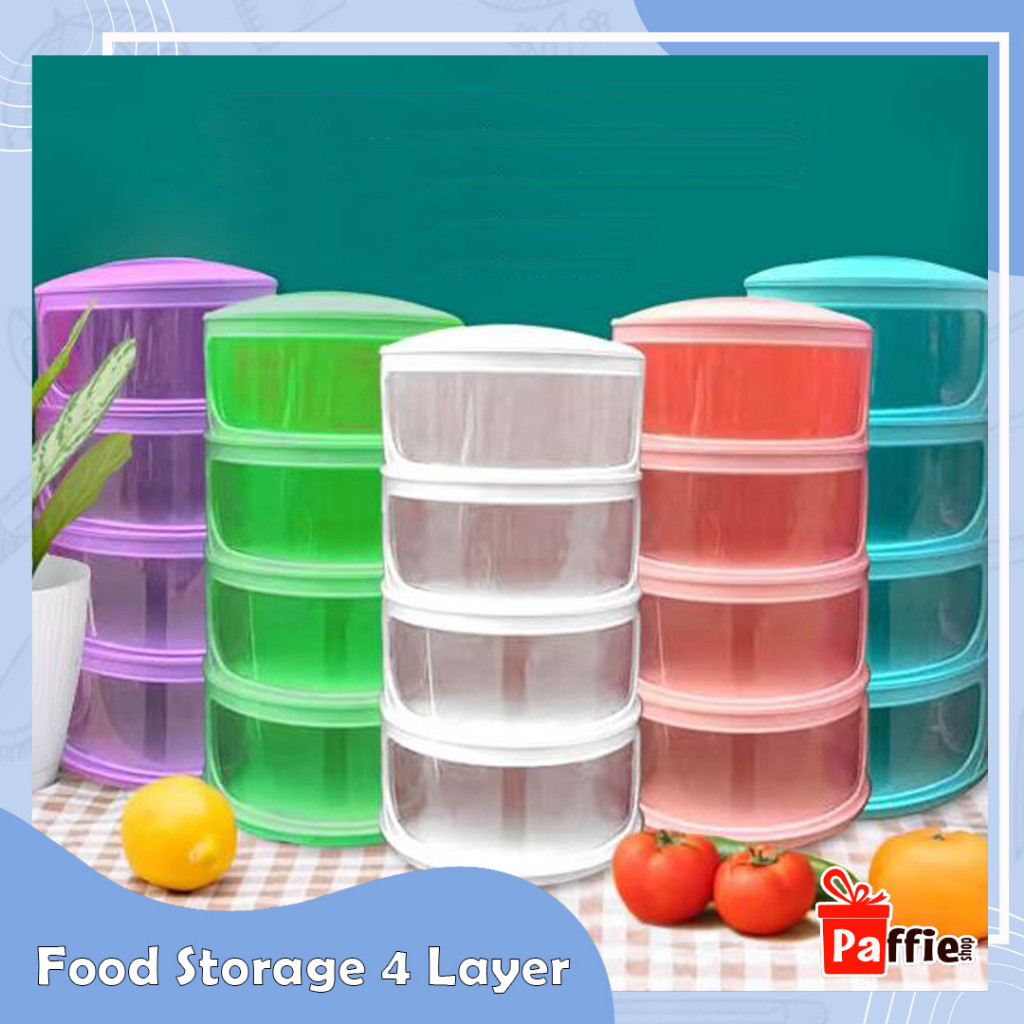 FOOD STORAGE 4 LAYER WADAH SAJI MAKANAN SUSUN DISH COVER TAHAN PANAS KATERING MASAK INSULATED SEHAT