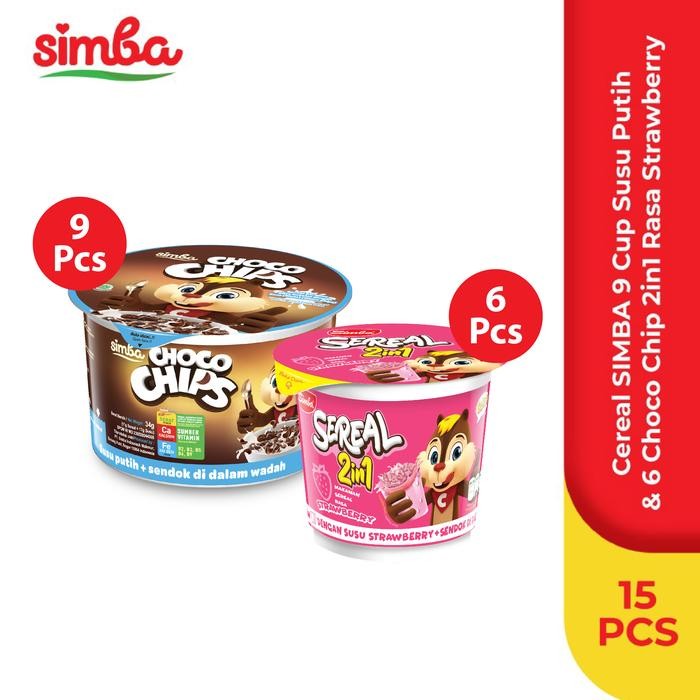 

EatFr3sh- Cereal SIMBA 9 Cup Susu Putih & 6 ChocoChip 2in1 Strawberi Super Hemat