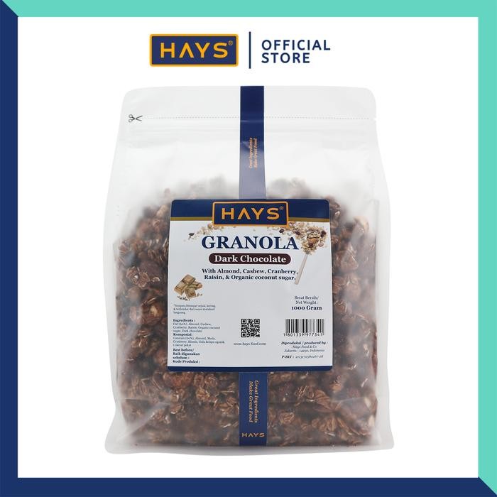 

EatFr3sh- HAYS Granola All Variant 1KG Dengan Almond Mede Cranberry Raisin Organic Coconut Sugar