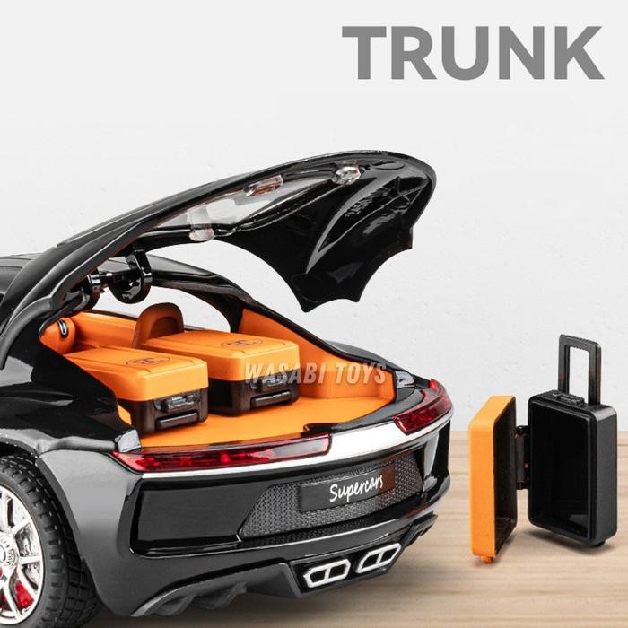 terbaru  diecast 1:24 mobil bugatti atlantic (fitur lampu, klakson, ban belok, suspensi,