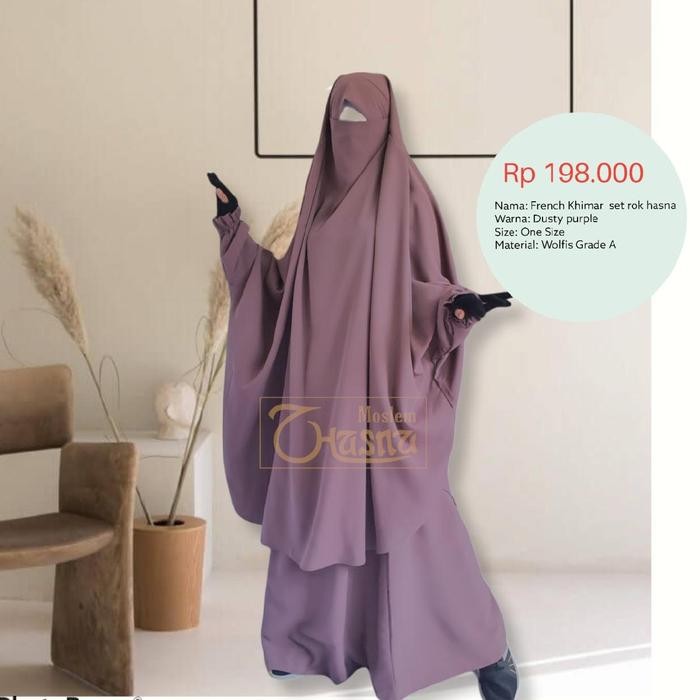 syukron- French Khimar Set Premium French jilbab French khimar set rok Bahan Premium Karet Tangan