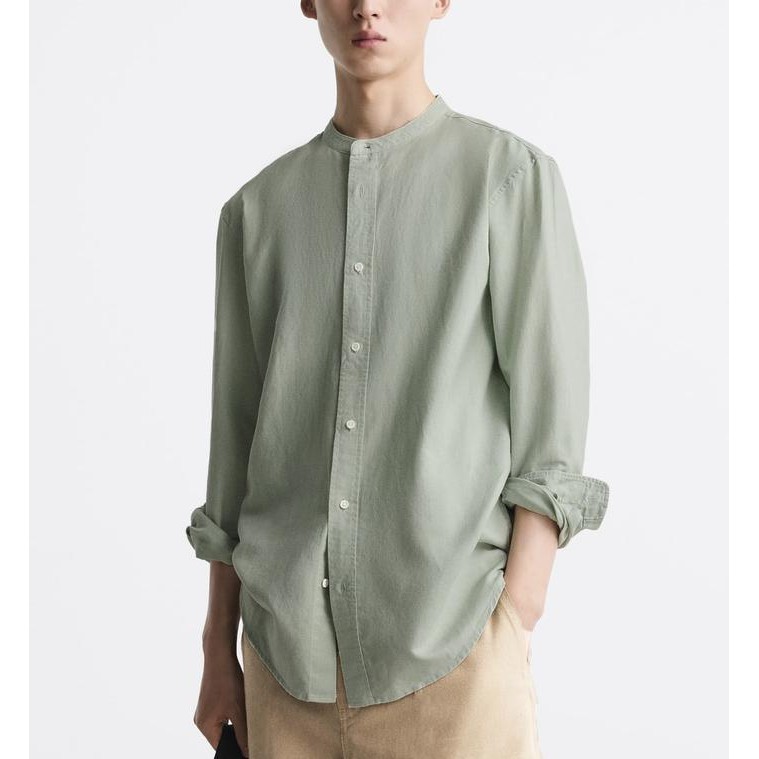 Zuhud- Kemeja Casual Kerah Koko Ciangi Linen Lengan Panjang Fine Material