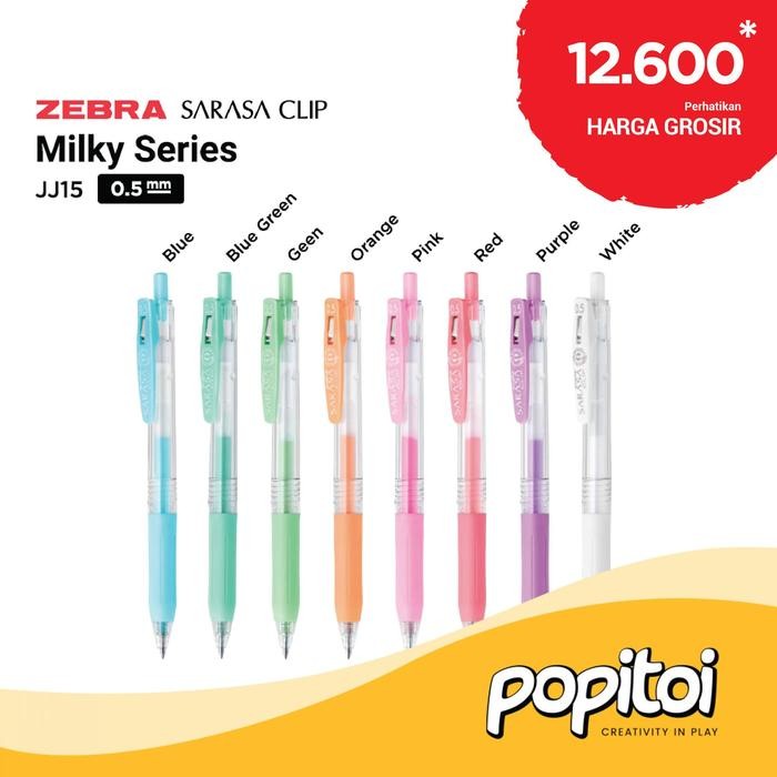 

No.OneBest- ZEBRA SARASA CLIP JJ15 Gel Pen Pulpen 0.5 mm MILK Series Milky