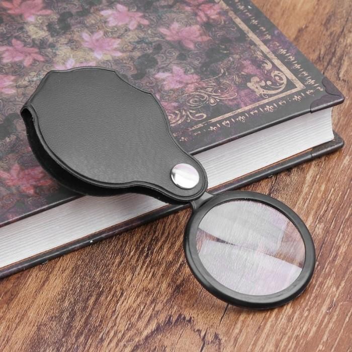 

No.OneBest- Lup / Kaca Pembesar Portabel Dengan Sarung Kulit Imitasi