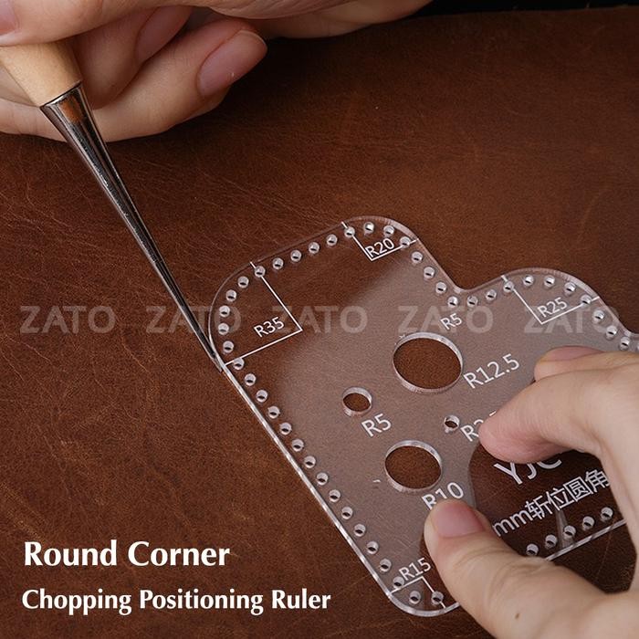 

No.OneBest- Round Corner Chopping Positioning Ruler - Leather tools - penggaris