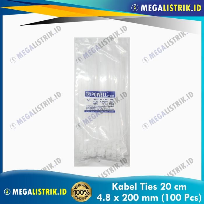 

No.OneBest- Powell Kabel Ties 20 CM / Cable Tie 4.8 x 200 MM Putih ( 100 Pcs )
