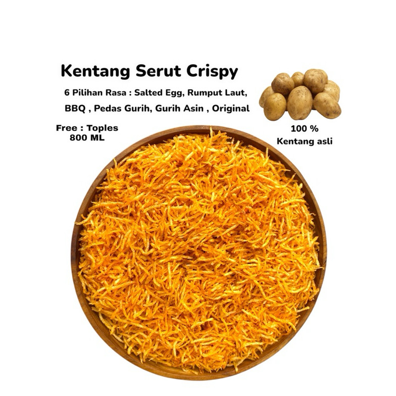 

Cemal Cemil Makyus Kentang Serut Crispy 1 Toples 800 Ml Aneka Rasa
