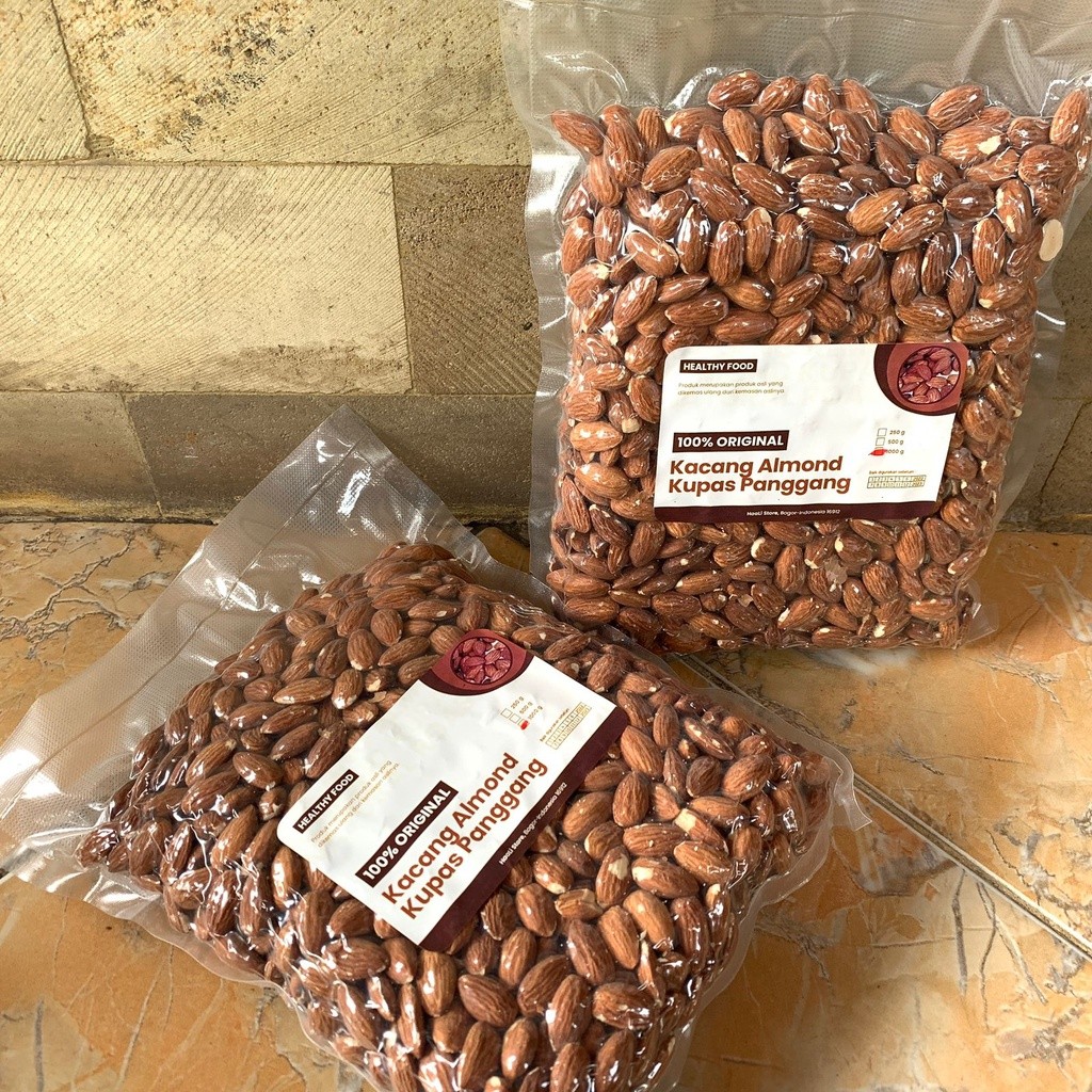 

Cemal Cemil Makyus Kacang Almond Kupas Panggang 1Kg Almon Roasted Mateng Natural Original Asli Siap