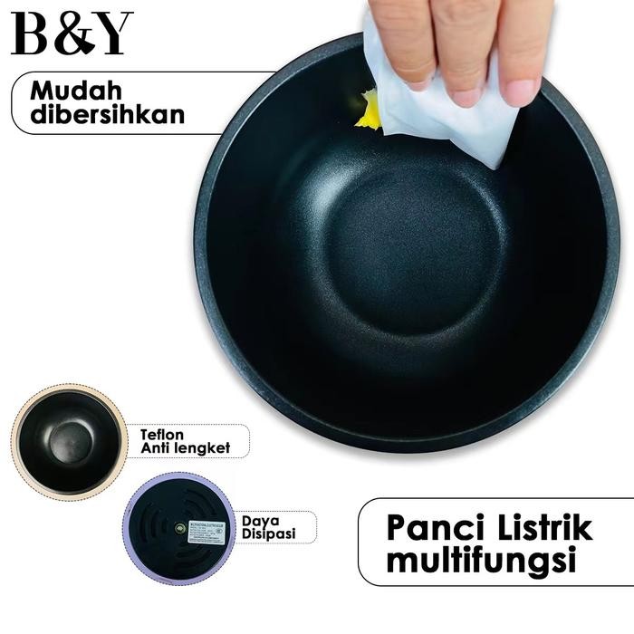 Panci Masak Listrik Mini/ Panci Listrik Mini Teflon Dan Stainless Putih / Panci Listrik 0,8L Air