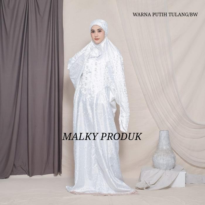 Thameer- Mukena Terusan Dewasa Krisdayanti Sutra Paris Warna Putih Tulang