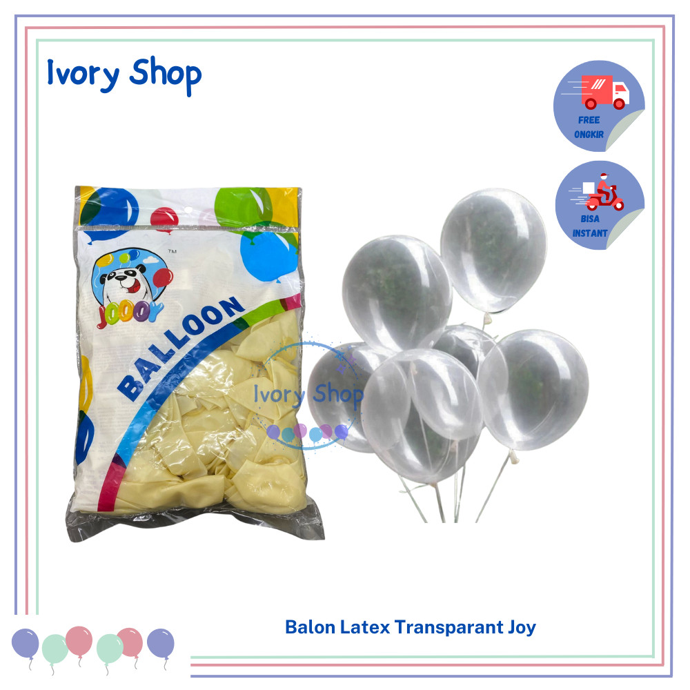Balon Latex 12 inch Transparant isi 100 Balon Bening 12" pack an