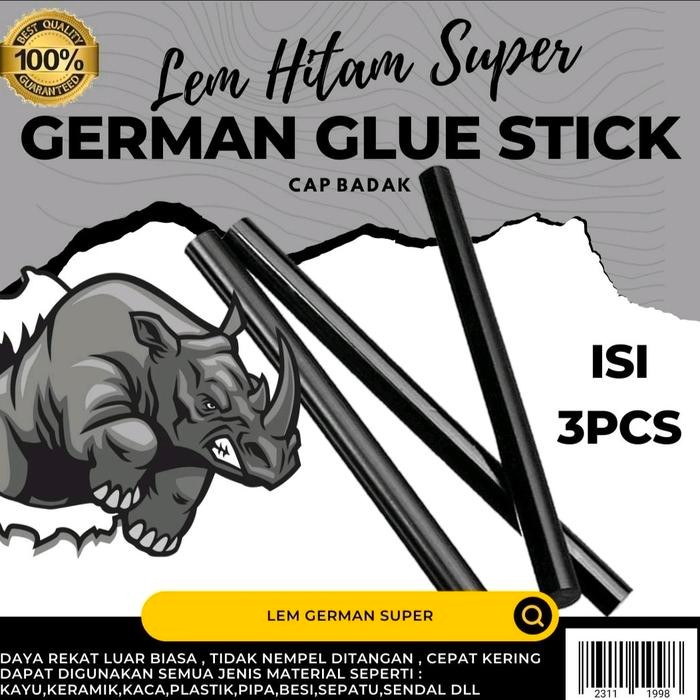 Lem German Super Original Isi 3Pcs Lem Stick Ajaib Lem Bakar Hitam #Gratisongkir