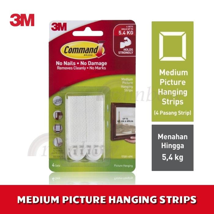 

3M Command Medium Picture Hanging Strip (Strip Tempel Foto Ke Dinding) #Gratisongkir