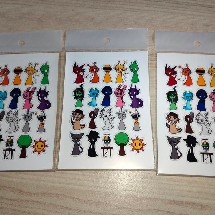 

Sticker Sprunki Belum Dipotong Bahan Vinyl Ukuran A6/ Sticker Sprunki Karakter / Sticker Cartoon