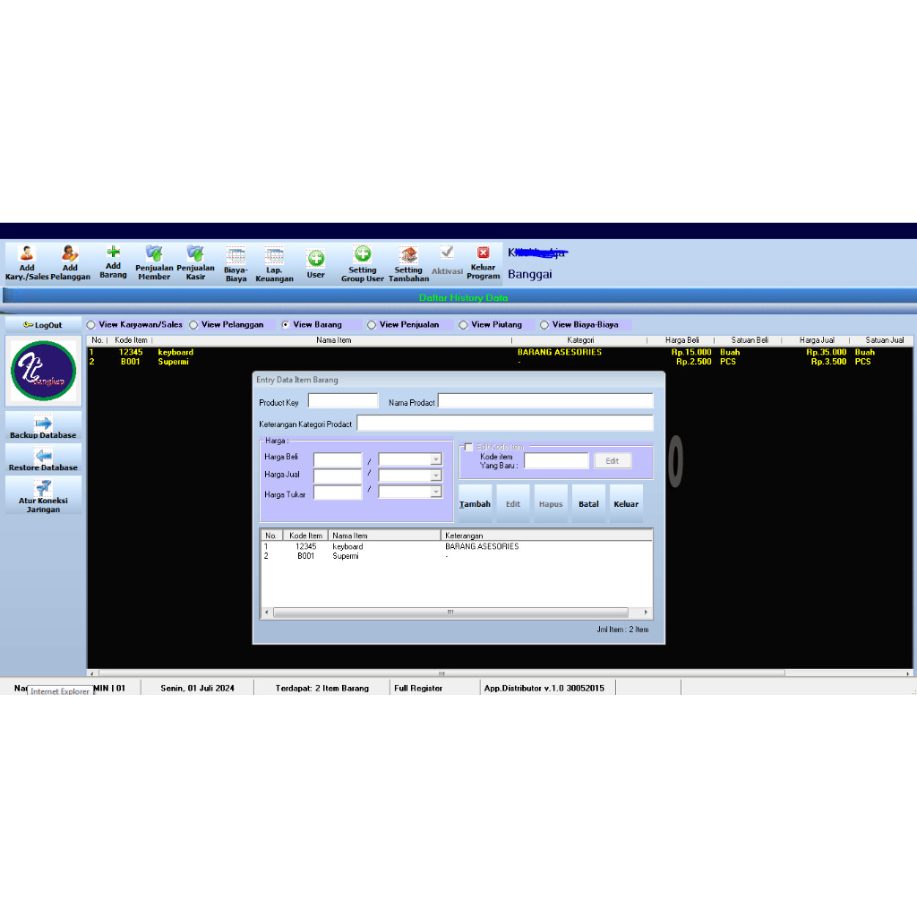 Software Aplikasi Distributor Sederhana v1.0
