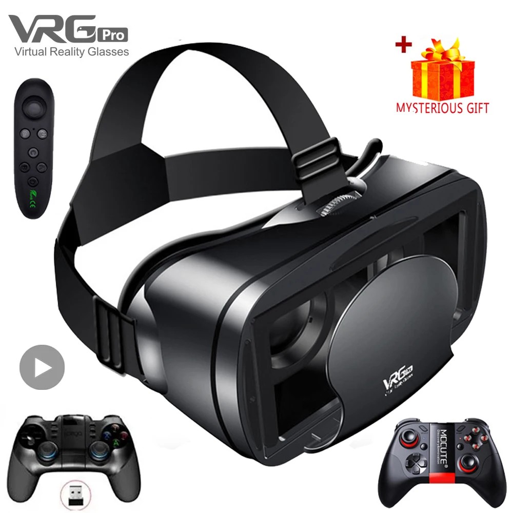 Virtual Reality Glasses 3D VR Headset Smart 7 Inches Helmet for Smartphones Phone Android iPhone Len