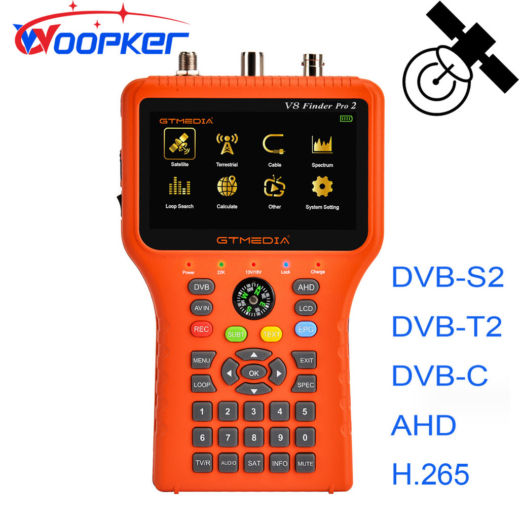 Woopker V8 Finder Pro 2 Satellite Locator Tester DVB S2 DVB-T2 AHD H.265 Sat Finder DVB-S2/T2/C Mete