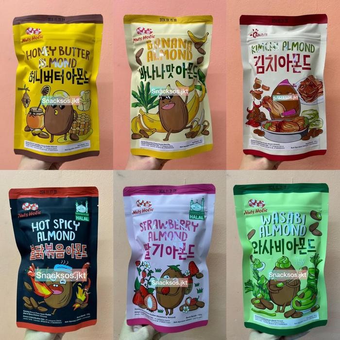 

[BIG 180G] NUTS HOLIC HONEY BUTTER ALMOND / STRAWBERRY ALMOND / KIMCHI ALMOND / BANANA ALMOND / HOT