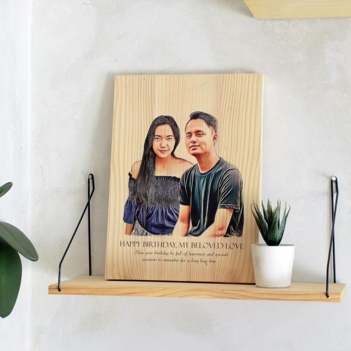 utamajaya- Kado Lukisan Foto Kayu Hadiah Ulang Tahun Wisuda Sketsa Wajah Estetik